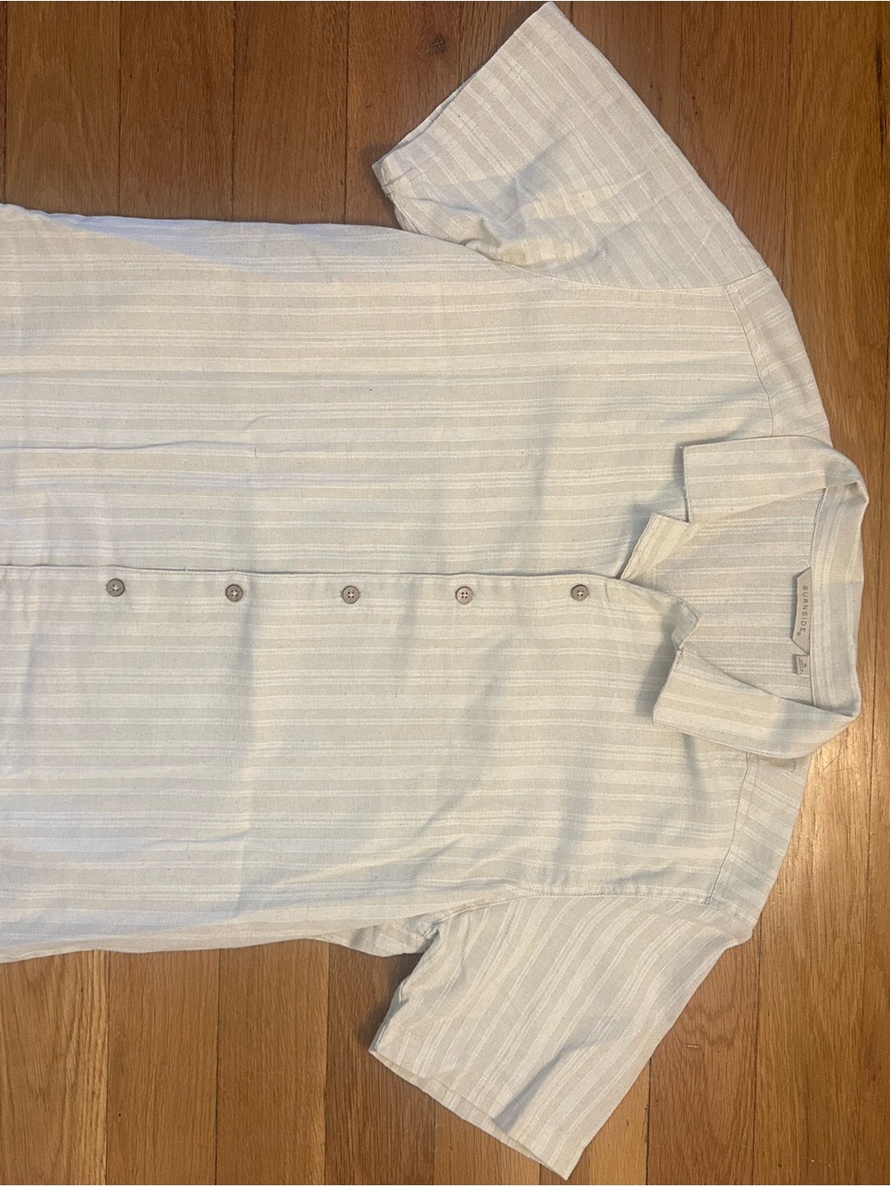 Men's Short Sleeve Button-Up Shirt - Light Cream Stripe